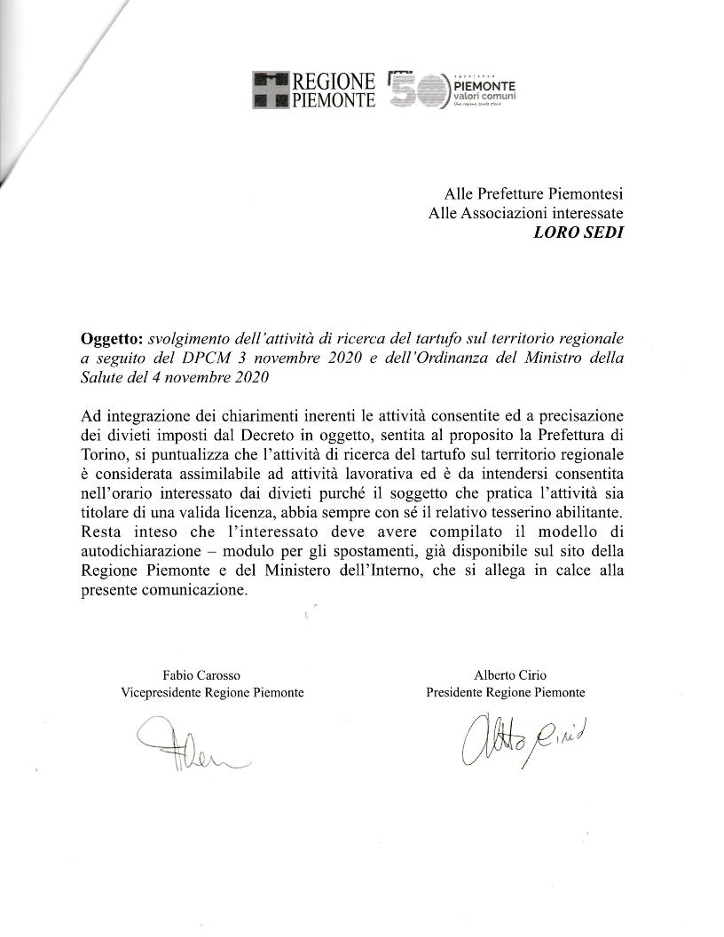 ATTIVITA' RICERCA TARTUFO SUL TERRITORIO REGIONALE